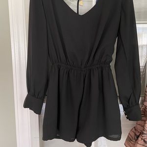 Black romper flowy with cinched waist
